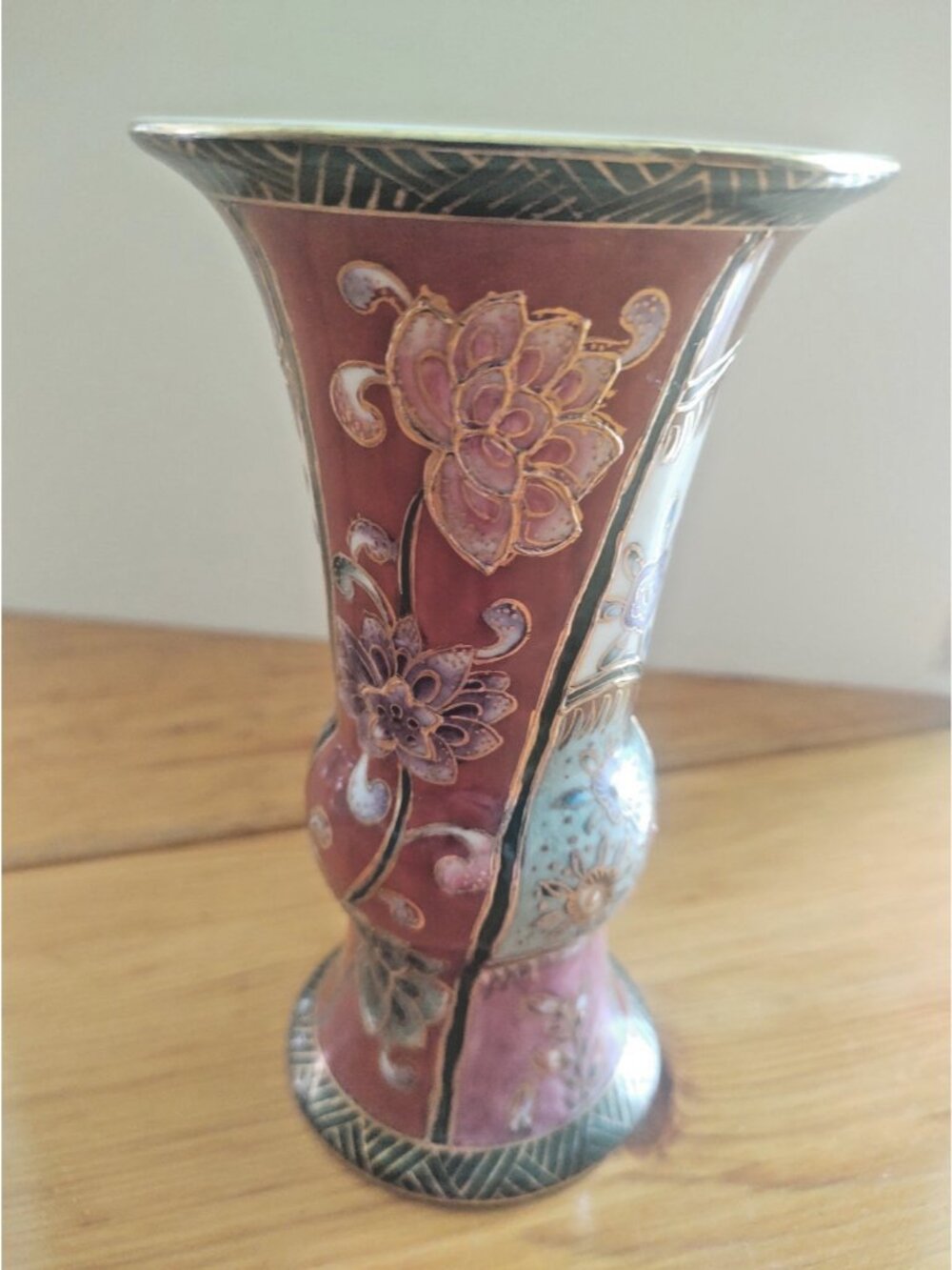 Vintage Maruni Japan hand Painted Floral Vase 6 1/4" Gold Gilded - Picture 1 of 15